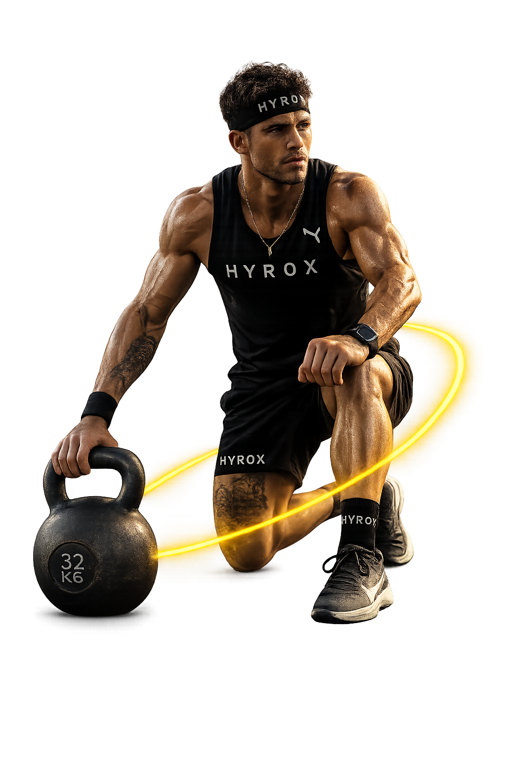 Hyrox athlete with kettlebell